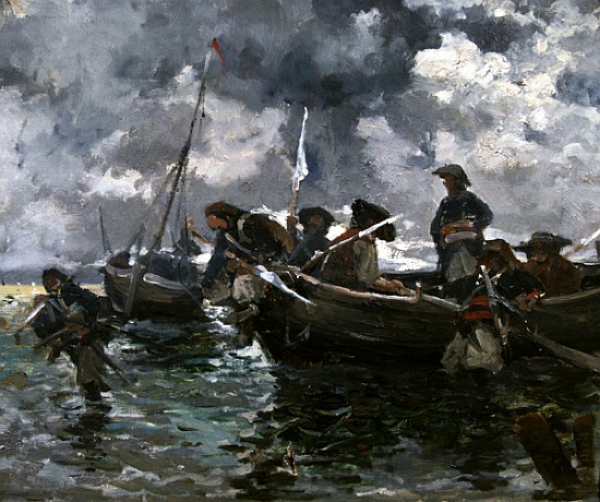 War scene at sea a Paul Emile Boutigny