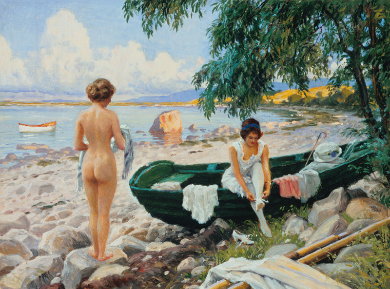 Girls on the beach taking a bath. a Paul Fischer