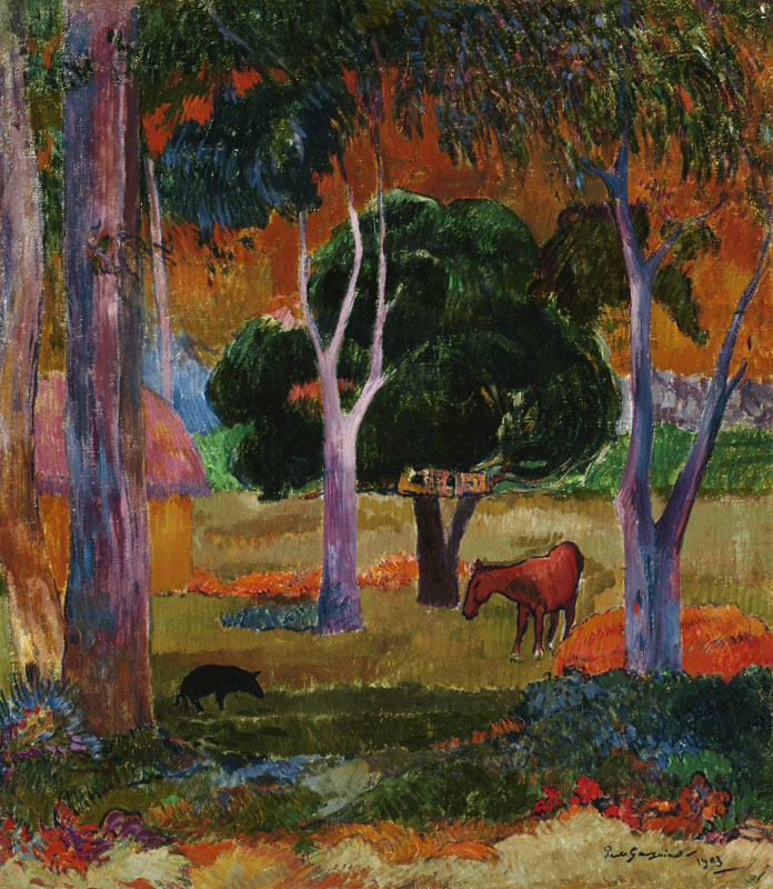 Hiva Oa (Landscape with a Pig and a Horse) a Paul Gauguin
