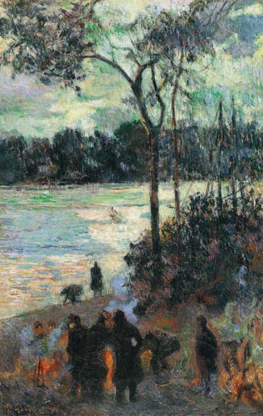 The Fire at the River Bank a Paul Gauguin