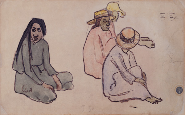 Study of Tahitians (w/c a Paul Gauguin