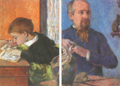 The sculptor Aubé with his son a Paul Gauguin