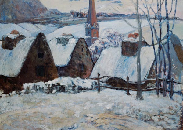 Breton village in the snow a Paul Gauguin