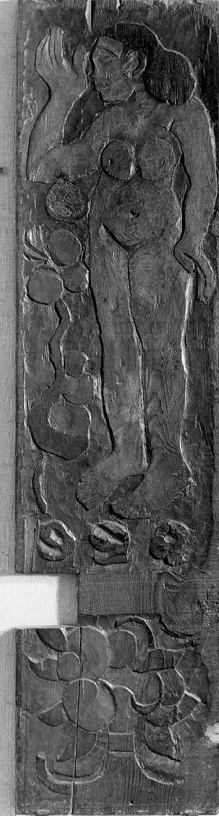 Carved vertical panel from the door frame of Gauguin's final residence in Atuona on Hiva Oa (Marques a Paul Gauguin