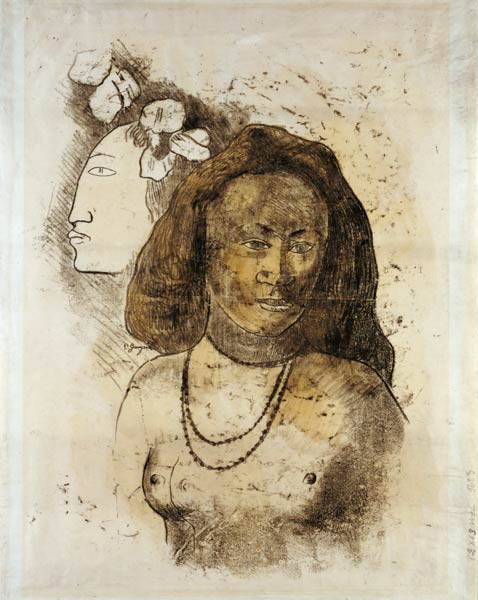 Tahitian Woman with Evil Spirit (L'Esprit veille) a Paul Gauguin