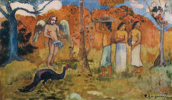 Three women and an angel a Paul Gauguin