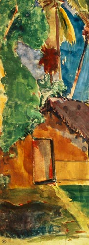 Capanna di paglia sotto le palme (dettaglio) a Paul Gauguin