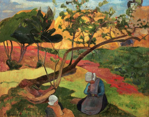 Landscape with Breton Women a Paul Gauguin