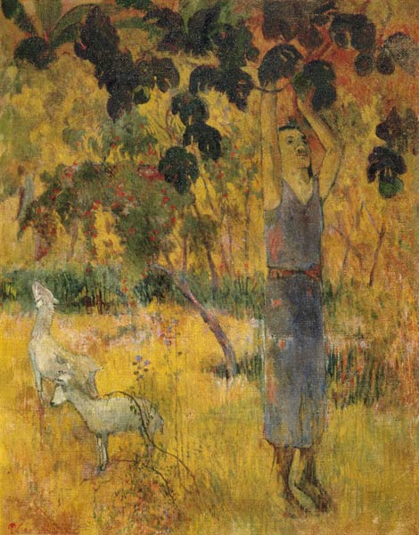 Man Picking Fruit from a Tree a Paul Gauguin