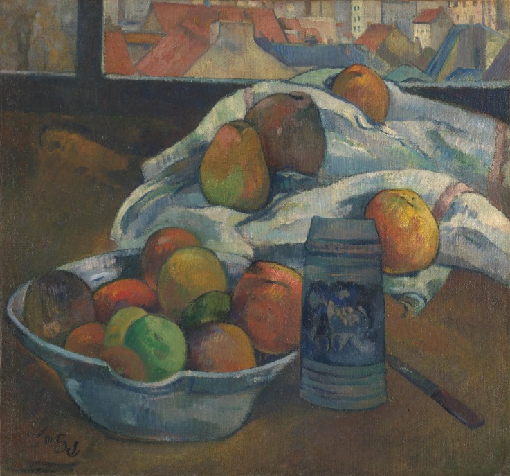 Bowl of Fruit and Tankard before a Window a Paul Gauguin