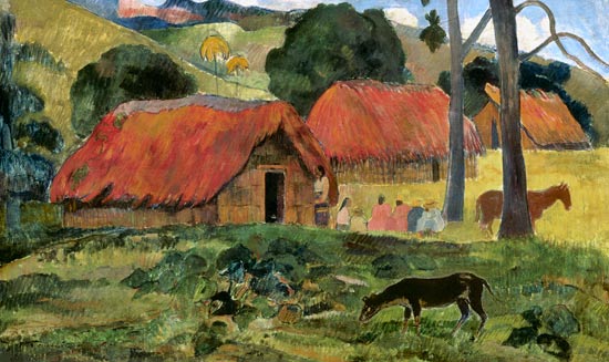 Paesaggio con un cane di fronte ad un capannone a Paul Gauguin