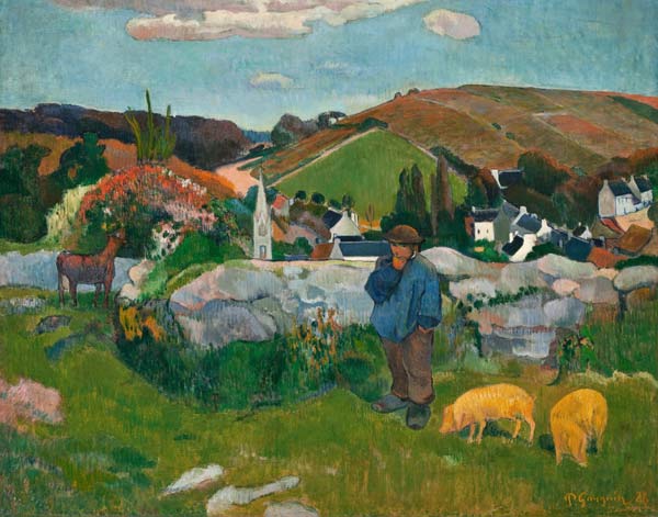 Landschaft in der Bretagne (Schweinehirt) a Paul Gauguin