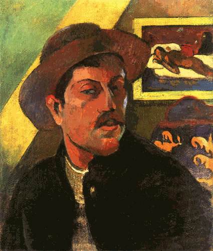 Self-portrait with hat a Paul Gauguin