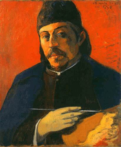 Alone portrait with pallet a Paul Gauguin