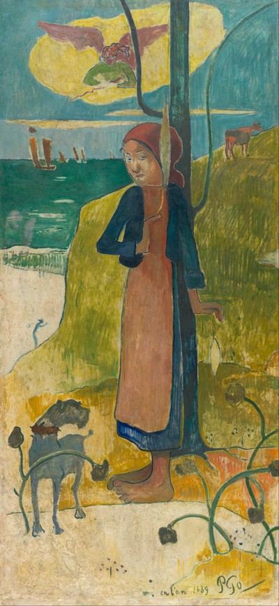 Breton Girl Spinning a Paul Gauguin