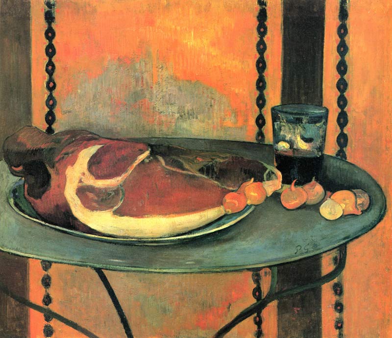 Still life with ham a Paul Gauguin