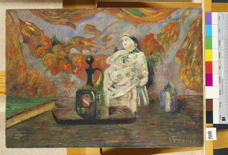 Stillleben mit Keramikfigur. a Paul Gauguin