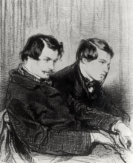 Edmond de Goncourt (1822-86) and Jules de Goncourt (1830-70) in a box at the theatre a Paul Gavarni
