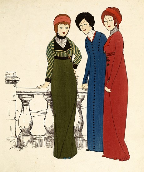 Three ladies in dresses () a Paul Iribe