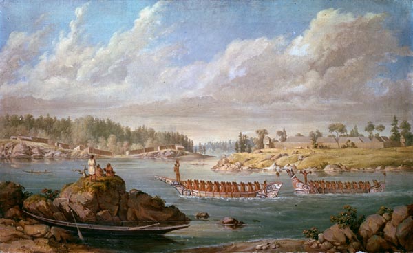 Makah returning in their war canoes a Paul Kane