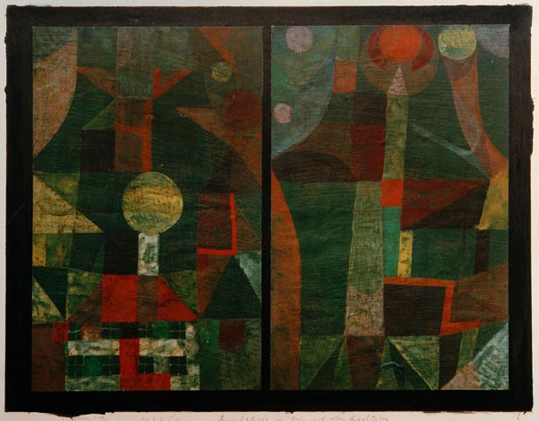 Landschaft in Gruen mit roten a Paul Klee