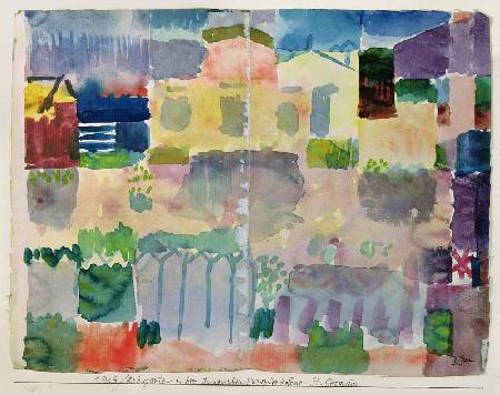 Garden in Saint-Germain, the European quarter of Tunis, 1914 (no 213) (w/c on paper on cardboard) 