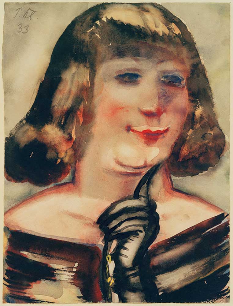 Portrait of a woman with a black glove a Paul Kleinschmidt