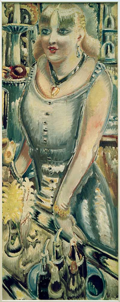 Standing barmaid with hyacinths a Paul Kleinschmidt