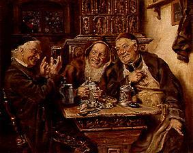 Three happy boozers in an old German room a Paul Martin