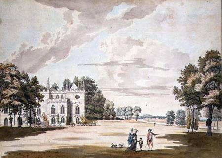 The South Front of Strawberry Hill (w/c, pen & a Paul Sandby
