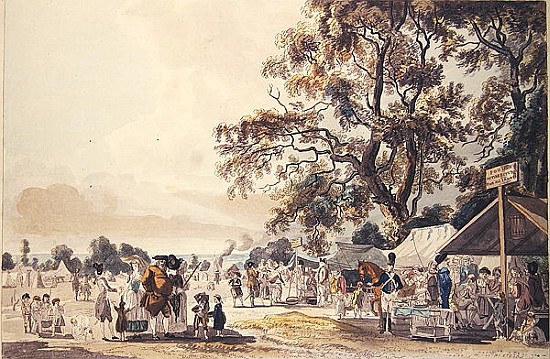 The Encampment in Hyde Park, 1780 (colour aquatint) a Paul Sandby