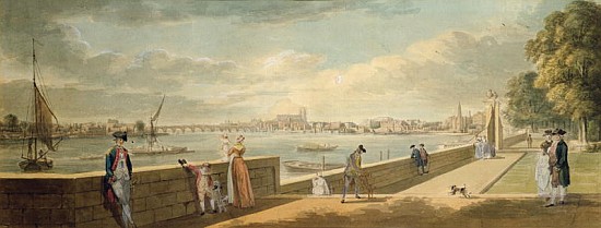 View towards Westminster from the Terrace of Somerset House a Paul Sandby