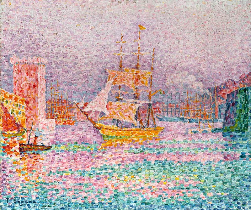 Sailing ship in the port of Marseille a Paul Signac