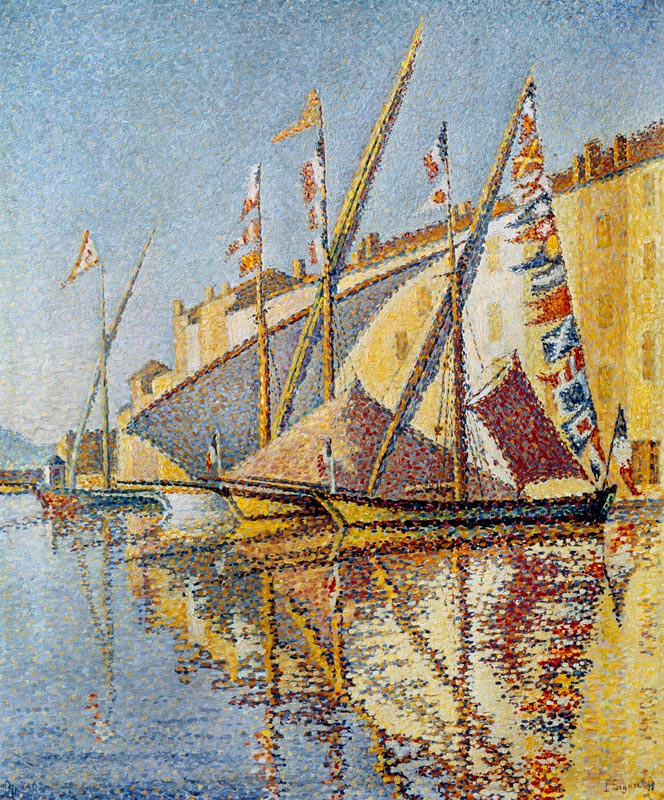 Sailing boats in the port of St. Tropez. a Paul Signac