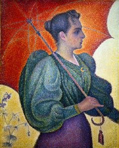 Portrait the Berthe Signac with umbrella. a Paul Signac