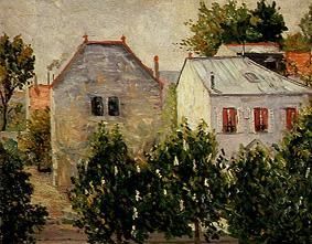 Houses and gardens at the outskirts of Asnières. a Paul Signac
