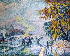 Pont Royal in Paris in autumn. a Paul Signac