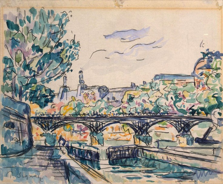 Bank of the Seine Near the Pont des Arts with a View of the Louvre a Paul Signac