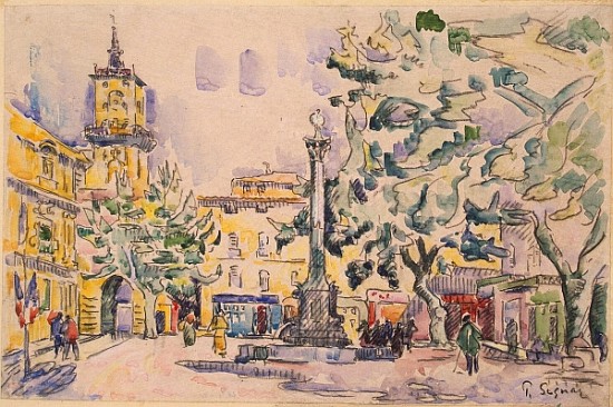 Square of the Hotel de Ville in Aix-en-Provence (pen & ink with w/c and gouache on paper) a Paul Signac