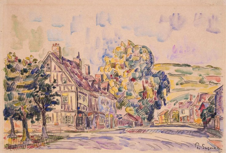 Street with a Frame House in Normandy a Paul Signac