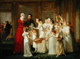 The Arrival of Marie-Louise de Habsbourg-Lorraine (1791-1847) in the Gallery of the Chateau de Compi