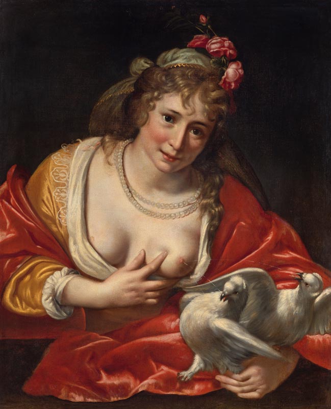 Venus, two pigeons nursing. a Paulus Moreelse