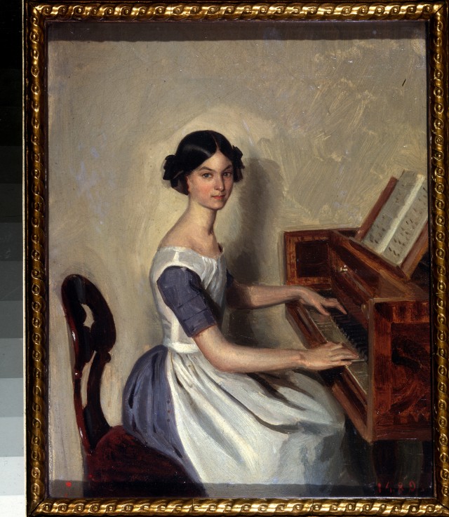 Portrait of Nadezhda Zhdanovich playing the piano a Pawel Andrejewitsch Fedotow