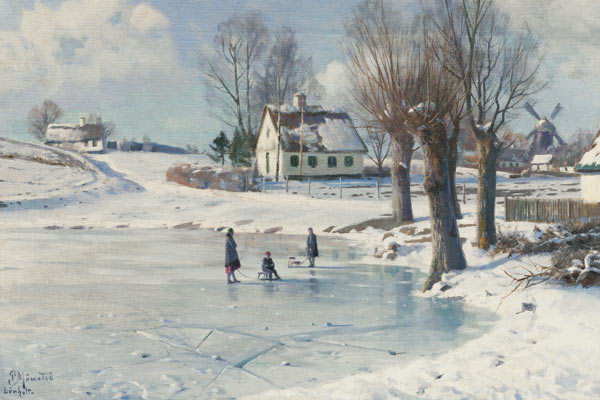 On the village pond frozen up (Lönholt) a Peder Moensted