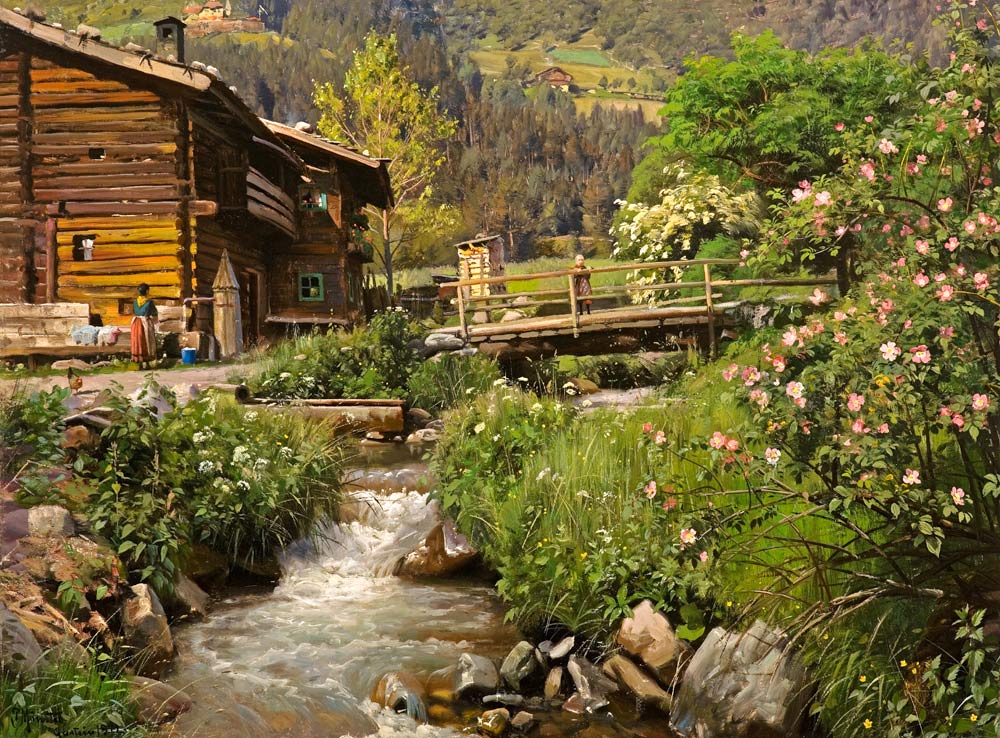 Mountain Hut at the Stream a Peder Moensted