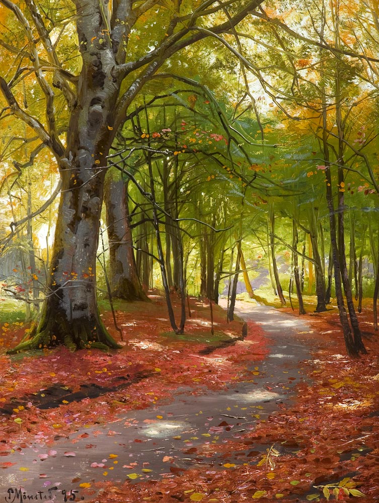 Sunny Autumn Day in the Forest a Peder Moensted
