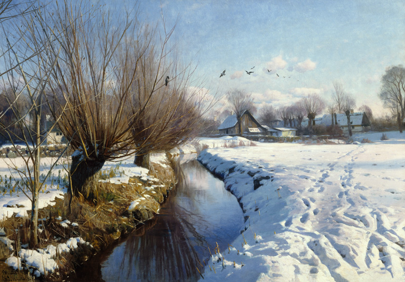 Sunny Winter's Day at the Stream a Peder Moensted