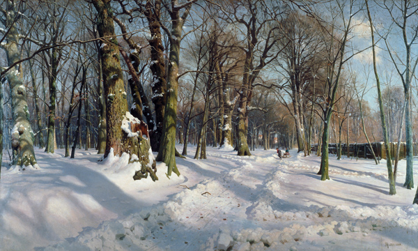 Snowy Winter Forest in the Sunlight a Peder Moensted