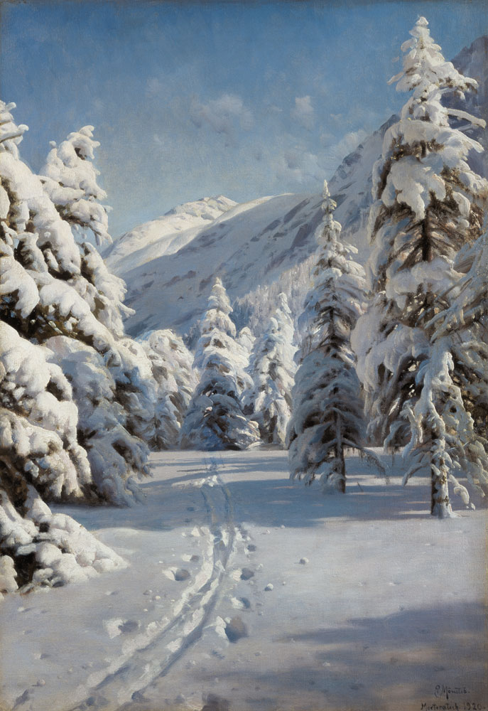 Winter landscape at Morteratsch. a Peder Moensted