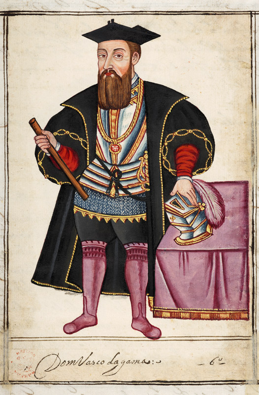 Sloane 197 f.18 Vasco da Gama (c.1469-1525), illustration from 'Historical Accounts of Portuguese Se a Pedro Barretto de Resende